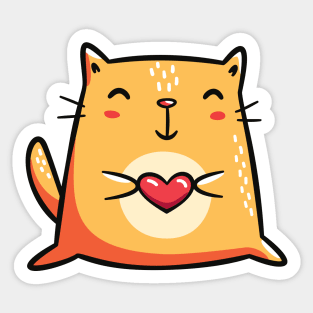 Orange Cat with Heart Sticker